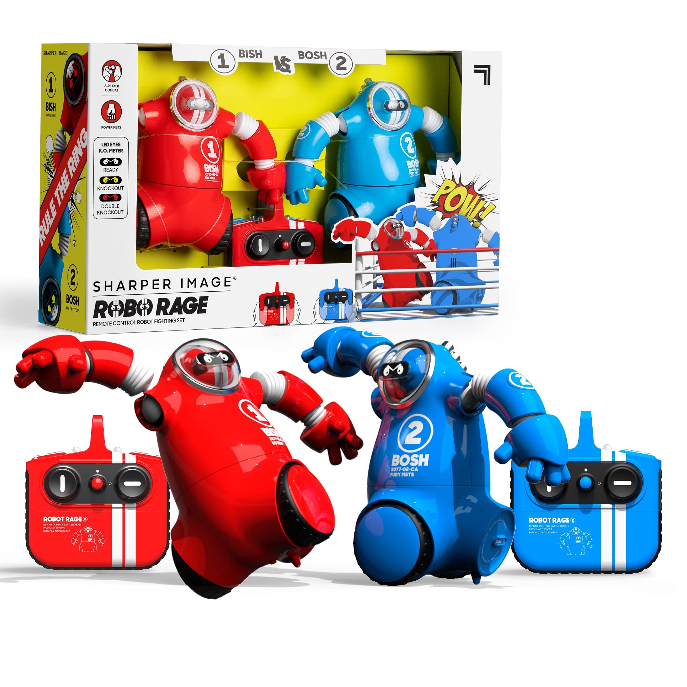 Sharper Image® Robo Rage Remote Control 2-Player Robot Fighting Set, Wireless Boxing Robots for Kids & Family, Fun Electronic Wrestling Toy with LED Lights & Sound Effects, Battle Activity Game