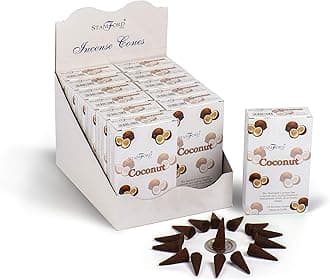 Stamford37212 Coconut Incense, 15 Cones x 12 Packs, Black, One Size