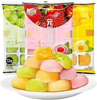 Japanese Mochi Fruit Rice Cakes Daifuku Sweet Dessert 19.3 Oz - 3 Variety Packs Strawberry Mango Grape Mochi Snack Bites Asian Snacks
