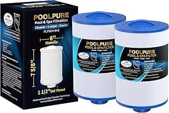 POOLPURE 6CH-940 Spa Filter Replaces PWW50P3(1 1/2" Coarse Thread), 817-0050, Filbur FC-0359, 25252, 03FIL1400, Waterway Front Access Skimmer, Screw in SAE Thread Filter 2 Pack