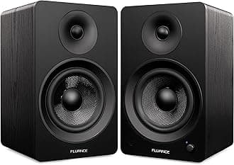 Fluance Ai61 Powered 2-Way 2.0 Stereo Bookshelf Speakers with 6.5" Drivers, 120W Amplifier for Turntable, TV, PC and Bluetooth 5 Wireless Music Streaming - RCA, Optical, USB & Sub Out (Black Ash)