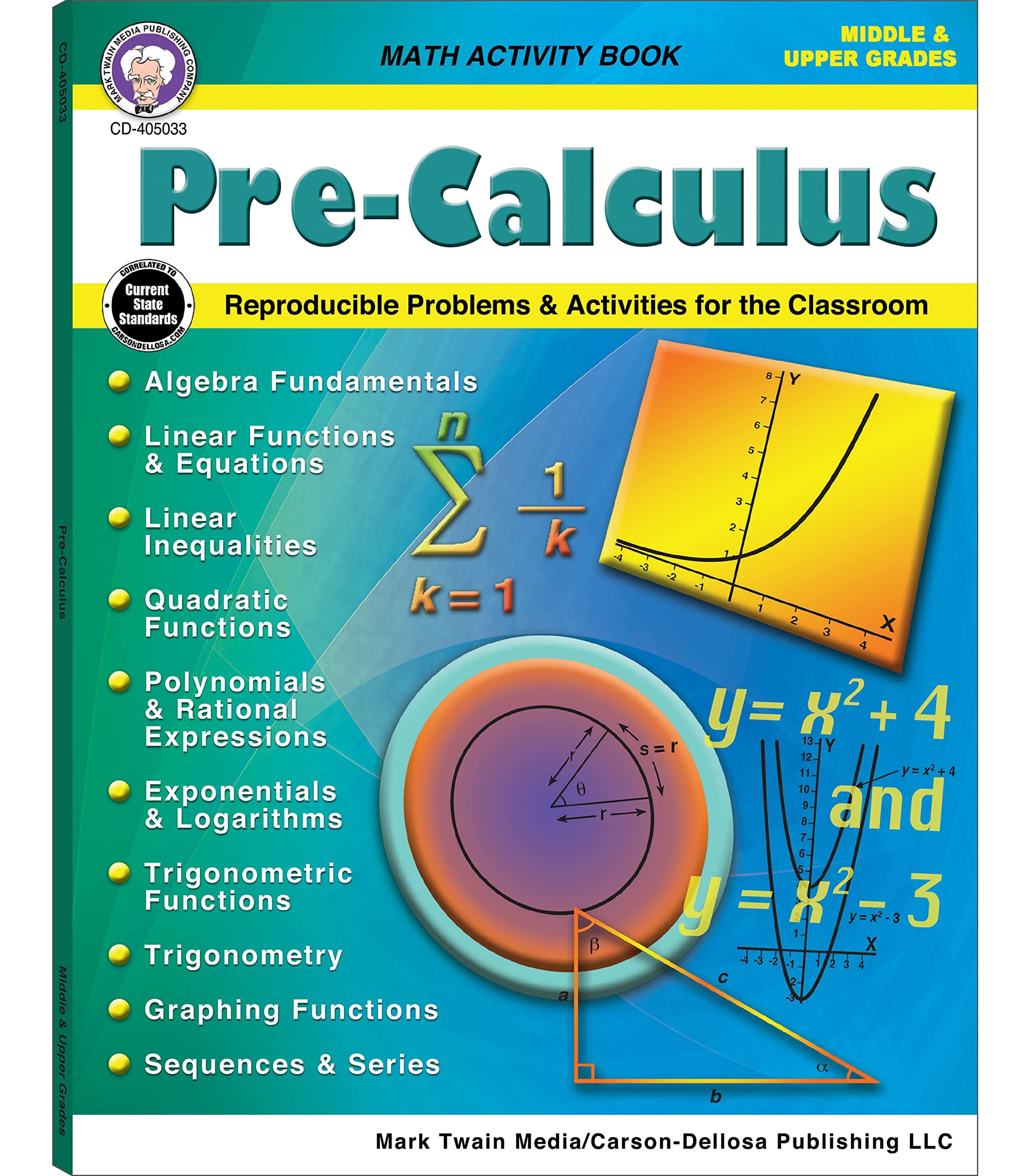 Mark Twain Pre-Calculus Math Workbook Grade 6-12