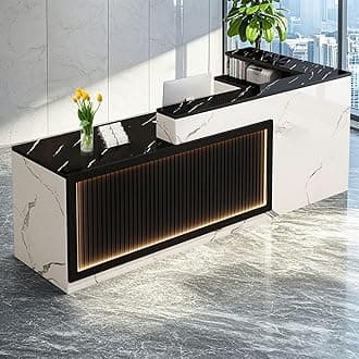 L Shaped Reception Desk, Solid Wood Front Desk with Counter & Lockable Drawers, Retail Checkout Customer Service Counter for Home Office Lobby Store,(A,63in-Left)