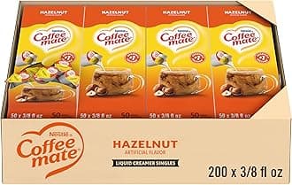 Coffee Creamer, Hazelnut, Liquid Creamer Singles, Non Dairy, No Refrigeration, Box of 50 Singles (Pack of 4)