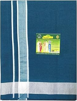 Men's Cotton Colored Dhoti with Fancy Border Kerala-style Veshti Mundu Kaili Lungi 2.0 Mtrs