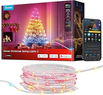 Christmas Lights 2, RGBWIC 99FT 300LEDs Holiday String Lights with Shape Mapping Function, Smart LED Decoration for Indoor Outdoor Tree, 130+ Preset Scenes, Voice and APP Control, Clear Wire