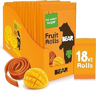 Fruit Rolls Mango - 100% Natural Ingredients - No added sugar - Healthy School And Lunch Snacks For Kids And Adults - 18 x 20g