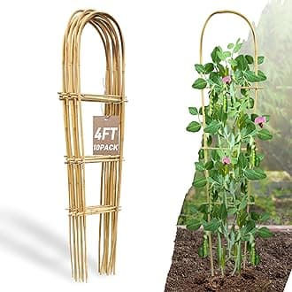 Avalution 10 Pack Bamboo U Trellis for Climbing Plants, 4 FT Garden Ladder Trellis for Potted Plants Indoor, Ladder Small Plant Support Trellis for Houseplants Ivy Hoya Vine Monstera