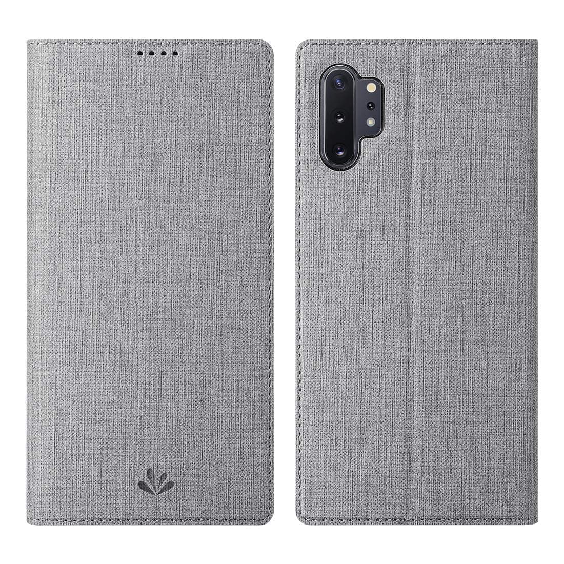 Galaxy Note 10 Plus Case,Note 10 Plus Wallet Case,Flip Folio Cover Kickstand Card Slots PU Leather TPU Rubber Slim Shockproof Anti Scratch Protective Shell for Galaxy Note 10 Plus/10+,Gray