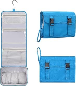 Relavel Travel Hanging Toiletry Bag for Women Men Large Capacity Makeup Bag Waterproof Cosmetic Storage Organizer Case for Bathroom Shower (Blue)