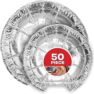 Stock Your Home Round Electric Stove Burner Covers (50 Pack) 6 Inch and 8 Inch Disposable Stove Top Aluminum Foil Bib Liners, to Keep Kitchen Range Clean from Oil and Food Drips,