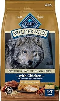 Wilderness Adult Weight Control Dry Dog Food with Real Chicken Plus Wholesome Grains, High-Protein Recipe, Made in the USA with Natural Ingredients, Chicken 24-lb. Bag