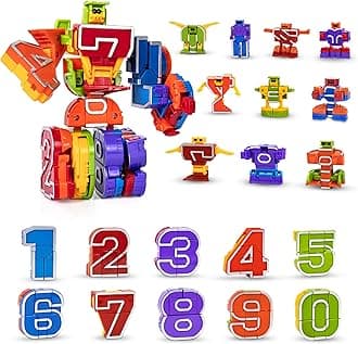 Lydaz 10 Pcs Number Robots Toys for Kids, STEM Educational Learning Action Figure Toys, Number Blocks Bots, Action Figures Toy, Easter Basket Stuffers, Birthday Gifts for Boys Girls 3 4 5 6 Years Old