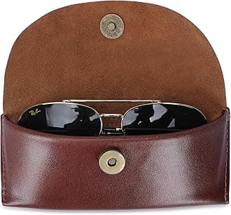 TheAntiqThe Antiq Leather Sunglasses Case Genuine Eyeglass Holder Reading Glasses Protector Vintage Eyewear Storage for Men and Women