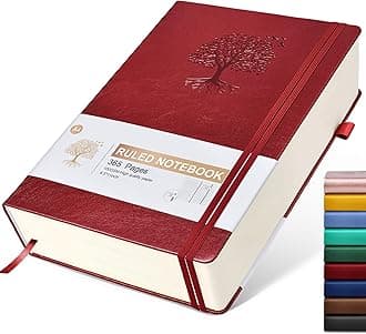 Lined Journal Notebook, 365 Pages A4 Big Journals for Writing College Ruled Notebook, Hardcover Leather Journal for Women Men, Daily Notebook for Work, Note Taking, 100Gsm Thick Paper( 8.5" x 11"Wine)