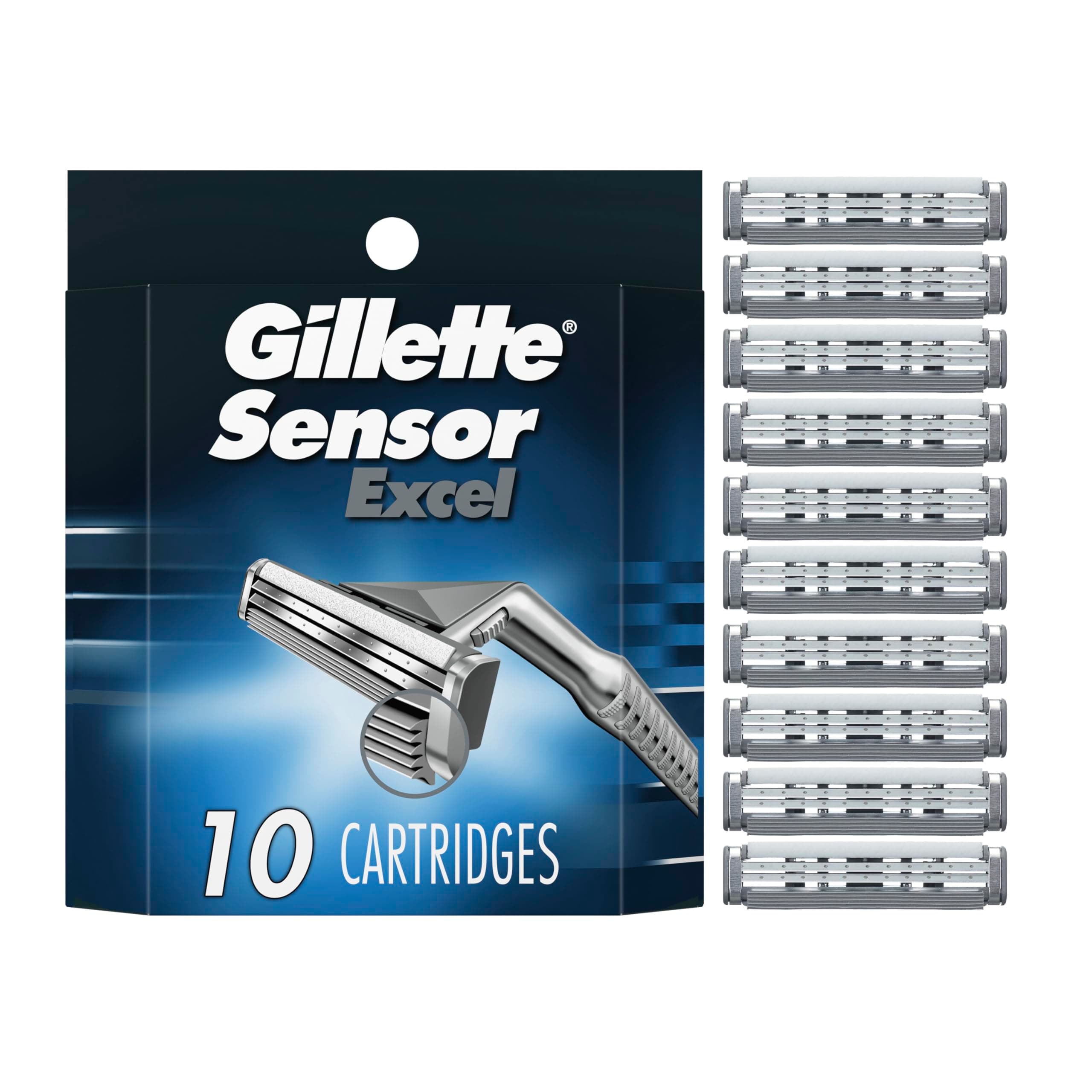 Gillette Sensor Excel Men's Razor Blade Refills, 10 Count
