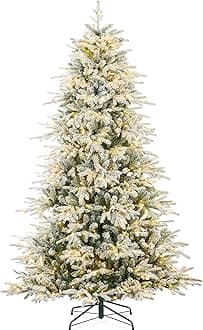 Best Choice Products Full Flocked Aspen Christmas Tree, 7.5ft Pre-lit Realistic Noble Fir w/ 700 Glowing LED Lights, 2-in-1 White & Multicolor