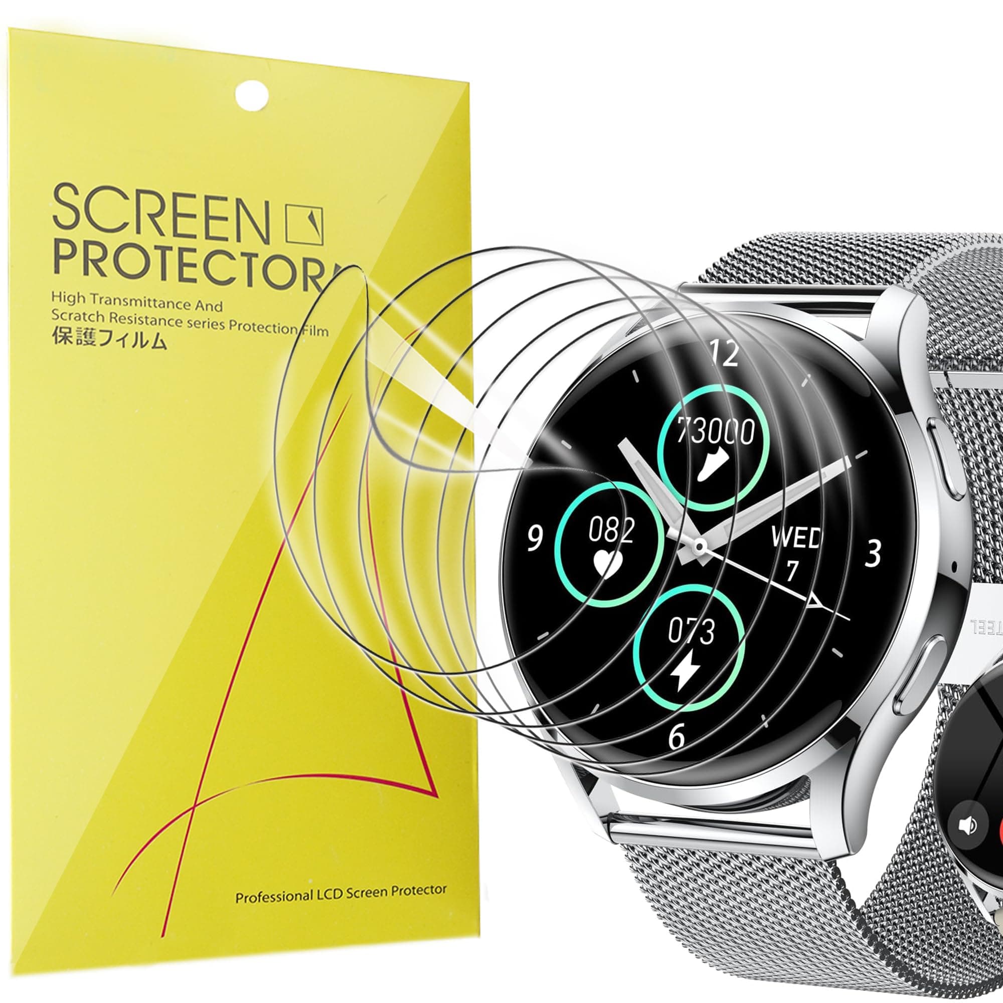 Compatible for Drwvgjk Smart Watch Screen Protector, [6 Pack] Full Coverage TPU Clear Film Compatible for Drwvgjk S37 Smart Watch (6 Pack)