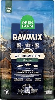 RawMix Dry Cat Food, Protein-Packed Kibble Coated in Bone Broth with Freeze Dried Raw Chunks, for Indoor & Outdoor Cats, Wild-Caught Whitefish, Salmon & Rockfish Recipe, 8lb Bag
