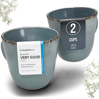 Stoneware Coffee Mugs Set of 2, Stylish Coffee Mug Set modern Rustic Blue, 14.5 Oz Coffee Cups Ceramic, Dishwasher and Microwave Safe Mug, Solid Ceramic Mug, Mediteran Coffee Cup Set, Large