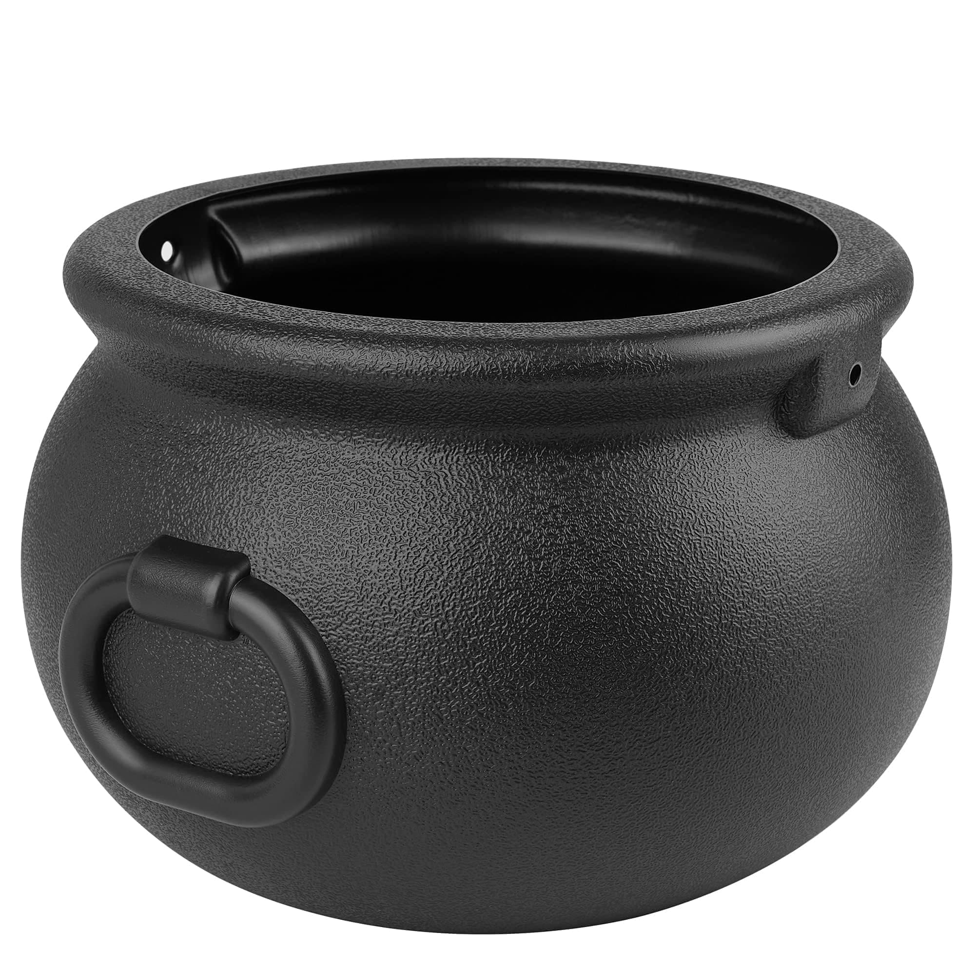 11" and 7.4” Package Large Easter Day, St. Patrick's Day, Halloween Black Plastic Witch Cauldron Kettle, Candy Holder, Party Favor Decoration