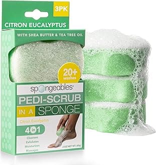 Spongeables Pedi Scrub Foot Buffer 20+, Citron Eucalyptus Aromatherapy, 2-Ounce (Pack of 3)