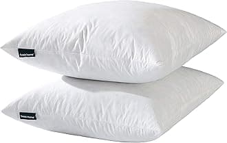 KEXMY Basic Home 18x18 Feather & Down Pillow Insert, 100% Cotton Fabric, Set of 2, White
