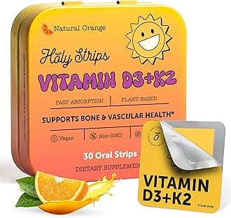 Vitamin D3 K2 Supplement 5000 IU - Fast-Absorbing Oral Strips for Bone & Heart Health - Vitamin D K2 Plant-Based Formula - D3K2 - High-Potency Vitamina D3 con K2- Non GMO - Sugar-Free (30 Count)