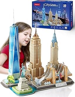 3D Puzzle - Puzzles for Kids Ages 8-10 New York City STEM Projects Arts and Crafts for Kids Ages 8-12 - Toys for Girls 8-10 - 8 Year Old Girl Birthday Valentine Gift for Kid 8-12
