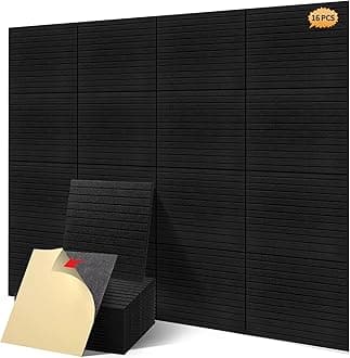 12 Pcs Pro Grade Sound Proof Boards Acoustic Boards,Beveled 36 Block Tile Sound Absorpted Wall Panels,Better Than Foam,with Adhesive on Back,For Professional Studio Acoustic Treatmen (12x12x0.4 inch)