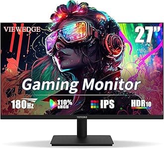 Gaming Monitor 27 inch 180hz (Supports 144hz/165hz) 1ms, 110% sRGB with HDR 10 | 1080p IPS Screen, DP HDMI, Built-in Speakers, Support Freesync and Wall Mount