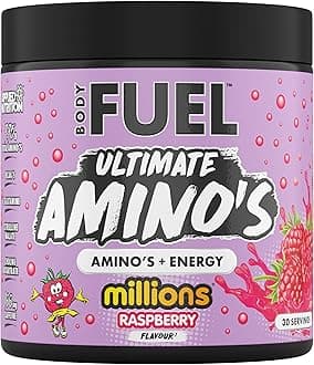 BodyFuel Amino's - Amino Acids Supplement, EAA Essential Amino Acids Powder, Muscle Fuel & Recovery (270g - 30 Servings) (Millions Raspberry)