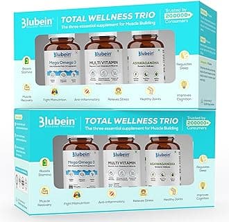 Total Wellness Trio| Multivitamin with 37 Vital Ingredients 30N|Mega Omega 3 Fish oil Capsules 60N|Ashwagandha with 5% withanolides 60N|(Pack of 2)