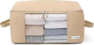 Clothing Storage Bags Clothes Organizer folding fabric bags for sweaters, clothing, garment, bedding, quilt, linens, large folding organizers with zip & window, mothproof underbed space saver bins