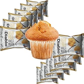 Diablo Sugar Free Vanilla Muffin Cupcake - Sweetened with Maltitol, Halal & Kosher Approved, Sugar Free Snacks - Perfect for Gifting, Birthdays, Special Occasions - 45g Each, Pack of 12