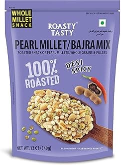 Roasty Tasty Bajra Mix Desi Spicy Healthy Millet Snacks 340g & Roasted Snack of Jowar Mix, Lentils And Seeds 340g & Millet Mix Peri Peri Healthy Snack 340g | Healthy Snacks Combo