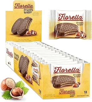 Crunch Wafer Cookies - Delicious Chocolate Covered Crispy Thin Wafers with Layers of Hazelnut Cream Filling, Individually Wrapped, Perfect for Snacks, (Pack of 18)