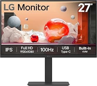 Monitor 27BA650 - FHD 1080p IPS 27 inch, 100Hz, 5ms, Office Display, Built-in Power/KVM/Speakers, USB-C, USB Hub, D-Sub, HDMI, DisplayPort, Matte Black