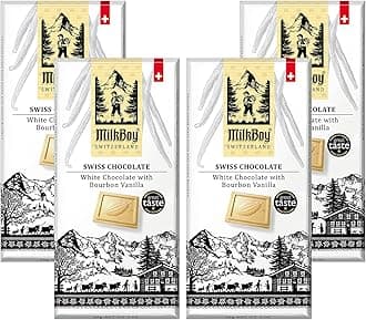 White Chocolate Bars - Gourmet Bourbon Vanilla Chocolate Bars - Made with Pure Natural Vanilla - White Premium - Gluten Free - Non-GMO - Kosher - 3 oz, Pack 4