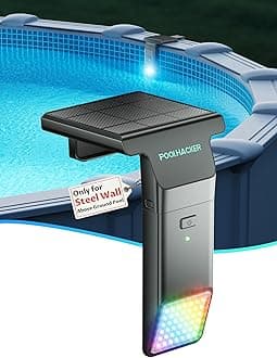 POOLHACKER Solar Pool Lights Only for Steel Wall Above Ground Pool【Original】, 10-Color 4-Mode LED Pool Lights, Underwater Swimming Pool Lighting with Timer Off, Remote, 1 Pack