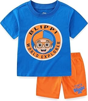 Blippi Boys’ T-Shirt and Shorts Set for Toddler – Blue/Grey