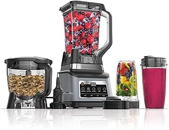 Ninja BN801 Professional Plus Kitchen System, 1400 WP, 5 Functions for Smoothies, Chopping, Dough & More with Auto IQ, 72-oz.* Blender Pitcher, 64-oz. Processor Bowl, (2) 24-oz. To-Go Cups, Grey