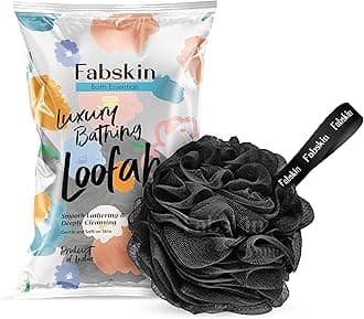 Loofah for Bathing | Bath Shower Sponge Scrubber Exfoliator for Women and Men | Body Wash Scrub | Bath Scrubber for Body (BLACK)