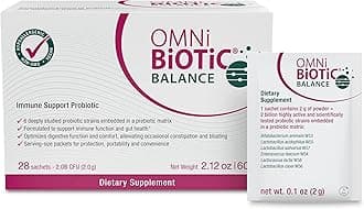 OMNi BiOTiC Balance Probiotic Immune Support - Bifidobacterium & Lactobacillus - Hypoallergenic - Immune Booster Supplement for Men and Women - Non-GMO (28 Daily Packets)