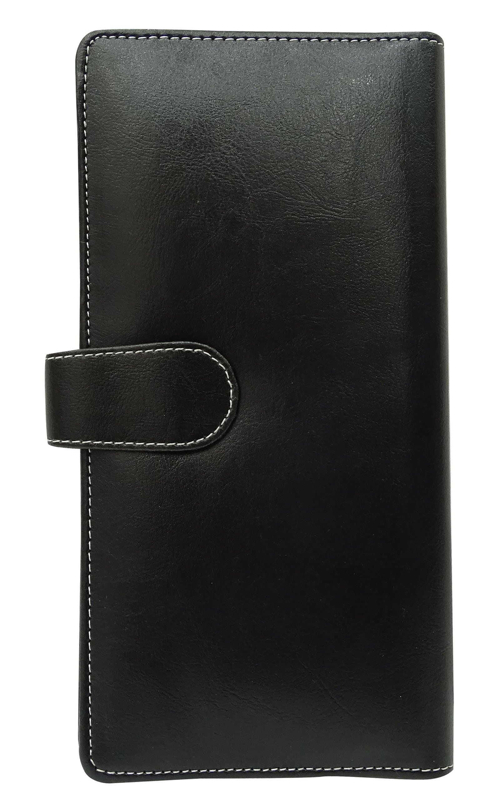 Gemson Padfolio With Stud Button Closure File PU Leather Cover Cheque Book Pocket Folder