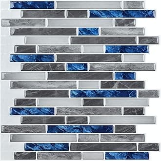 Art3d Peel & Stick Brick Kitchen Backsplash Self-Adhesive Wall Tile Stone Design, 10 Sheets, Blue Marlbe, 30 * 30cm (A17086P10)