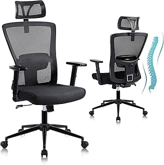 Youhauchair Ergonomic Office Chair, Desk Chair with Adjustable Headrest and Armrests, High Back Computer Chairs Swivel Chair with Lumbar Support, Mesh Office Chairs for Home Office