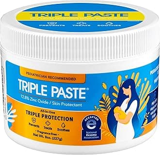 - Triple Paste Diaper Rash Cream for Baby - 8 Oz Tub – Zinc Oxide Ointment Treats, Soothes & Prevents Diaper Rash, Pediatrician-Recommended Hypoallergenic Formula, Baby Essentials for Daily & Overnight