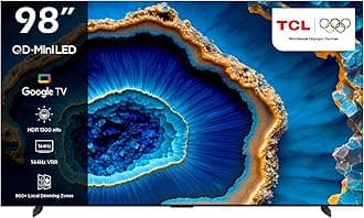 98 Inch 4K QD-Mini LED HDR Smart Google TV Game Master 2.0 Dolby Vision IQ-Atmos 1600 nits peak IMAX Enhanced 144HZ VRR 98C755- (2023 Model), Black