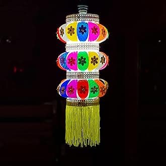 ALILA Akash Hanging Lantern Kandil for Diwali Balcony Lamp Shade Jhumar Home Living Room Diwali Xmas Christmas Decor Decoration, (Self Assembly - DIY: DO IT Yourself), Multicolor